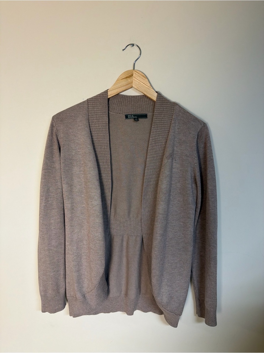 89th & Madison Open-Front Cardigan Sweater - Taupe